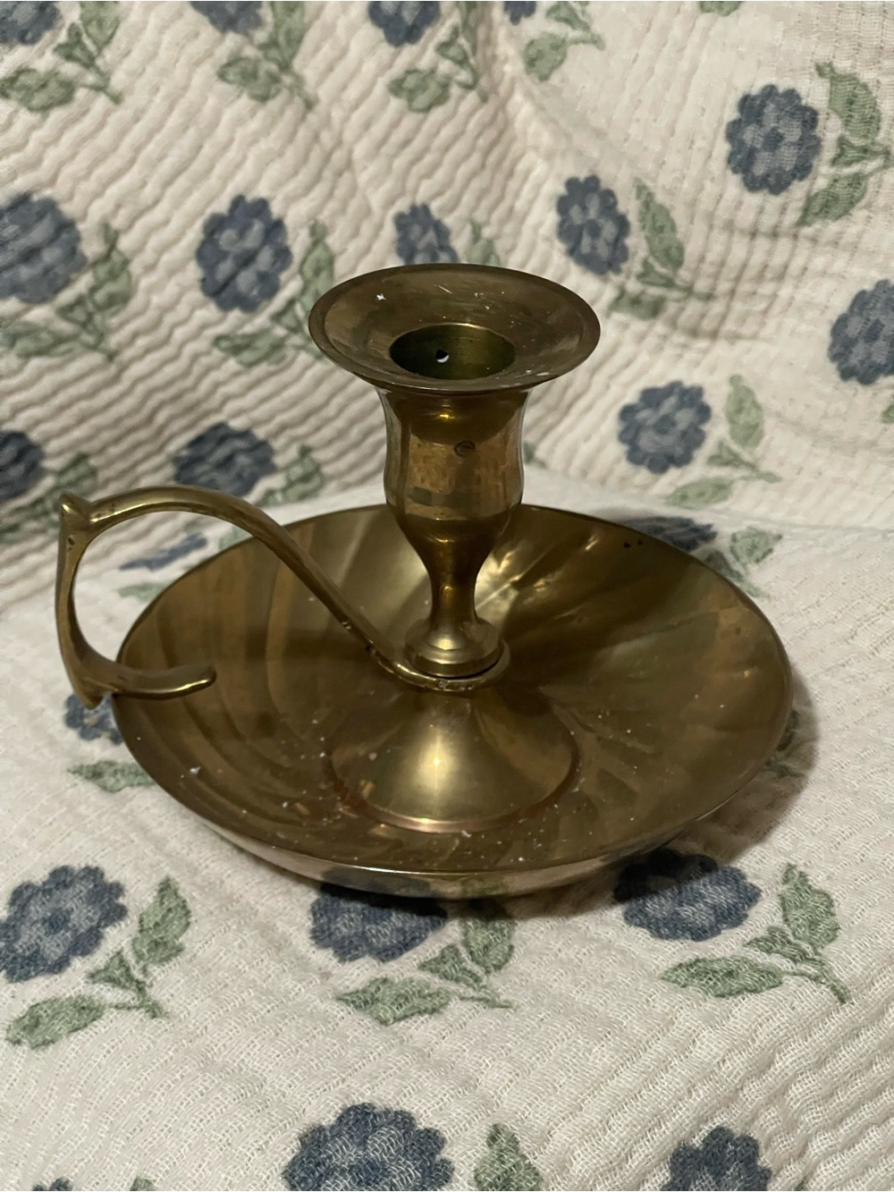 Vintage Brass Chamberstick Candle Holder - Brass Finish
